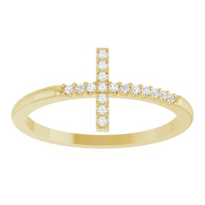 14K Yellow .08 CTW Lab-Grown Diamond Sideways Cross Ring-Round-1 Mm