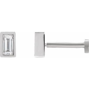 14K White 1/8 CT Natural Diamond Stud Earring-4 X 2 Mm-14K White