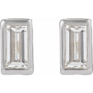 14K White .04 CT Natural Diamond Stud Earring-3 X 1.5 Mm-14K White