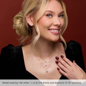 14K White 1/4 CTW Lab-Grown Diamond Solitaire 16-18" Necklace-Lab-Grown Diamond-5 X 3.5Mm :: 1/4 Ct