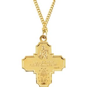 24K Yellow Gold-Plated Sterling Silver Four-Way Cross 24" Necklace-24 In-Polished
