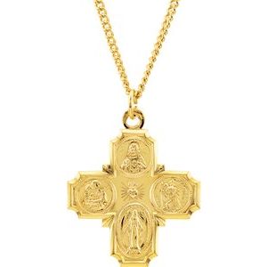 24K Yellow Gold-Plated Sterling Silver Four-Way Cross 24" Necklace-24 In-Polished