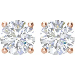 14K Rose 2 CTW Natural Diamond Earrings-Pair-6.3Mm :: 2 Ctw