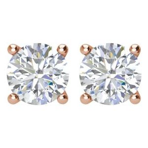 14K Rose 1/2 CTW Natural Diamond Earrings-Pair-4Mm :: 1/2 Ctw