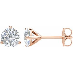 14K Rose 2 CTW Natural Diamond Stud Earrings-Pair-6.3Mm :: 2 Ctw