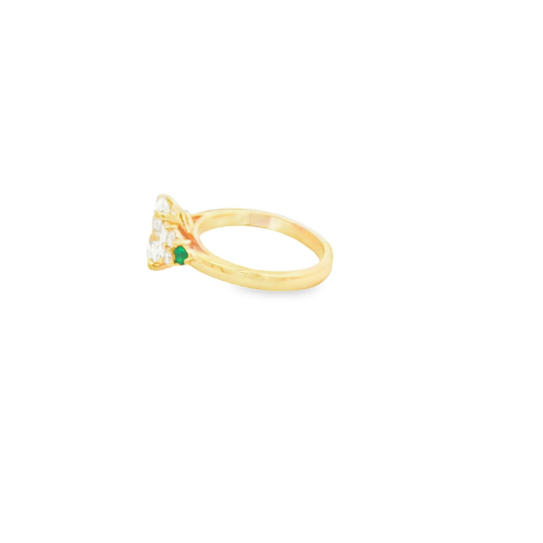 2 carat center Oval Brilliant Diamond and Emerald Multi-Stone 14kt Gold Ring