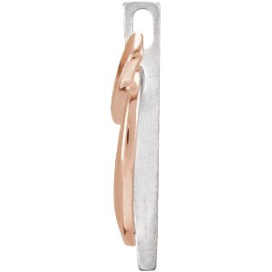 14K White/Rose 16.2x8.5 mm Ribbon of Courage Pendant-Polished