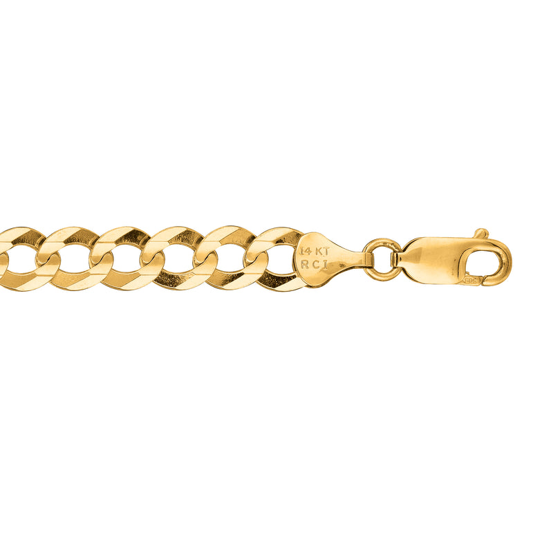 10K Gold 7.0mm Comfort Curb Chain -Yellow | Lobster
