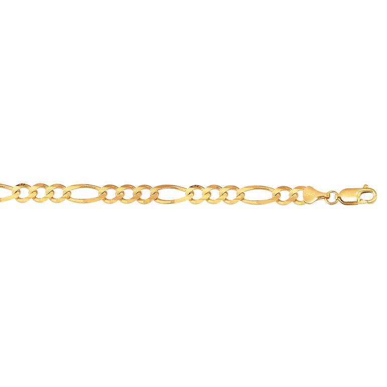 10K Gold 6.6mm Figaro Chain -Yellow | Lobster