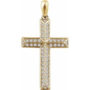14K Yellow 1/2 CTW Natural Diamond Cross Pendant-Natural Diamond-1/2 Ctw