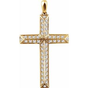 14K Yellow 3/4 CTW Natural Diamond Cross Pendant-Natural Diamond-3/4 Ctw