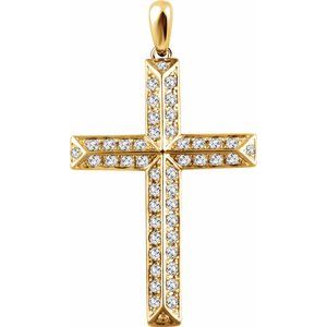 14K Yellow 1 CTW Natural Diamond Cross Pendant-Natural Diamond-1 Ctw