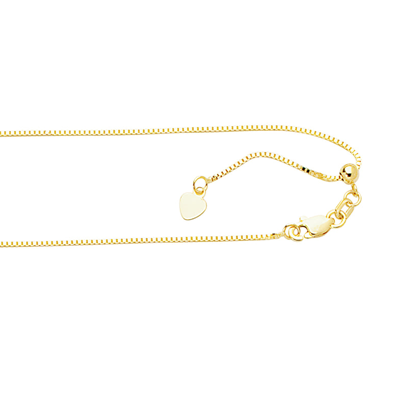 10K Gold 0.85mm Adjustable Box Chain-Yellow | Lobster