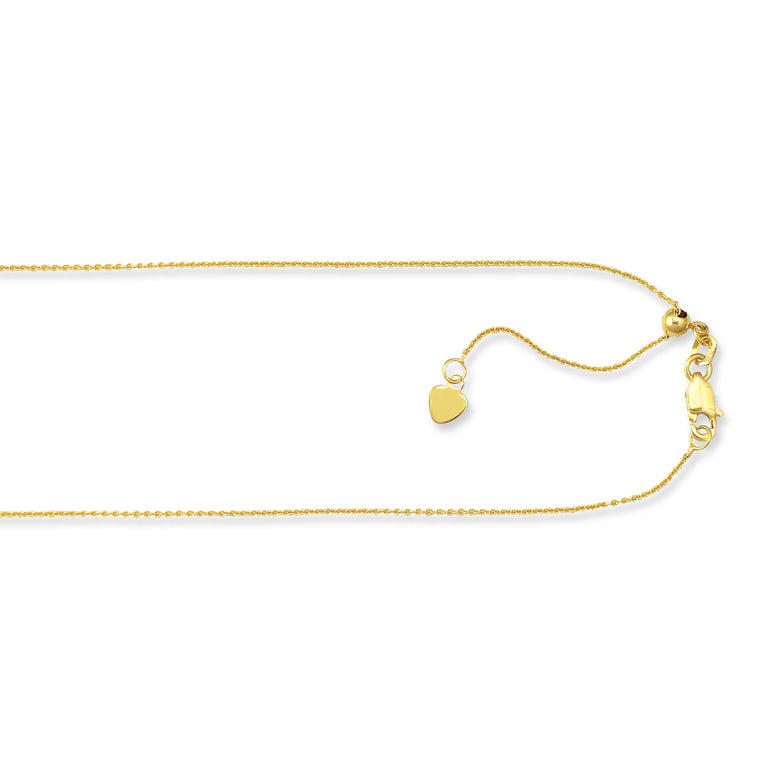 10K Gold 1.1mm Adjustable Cable Chain-Yellow | Lobster