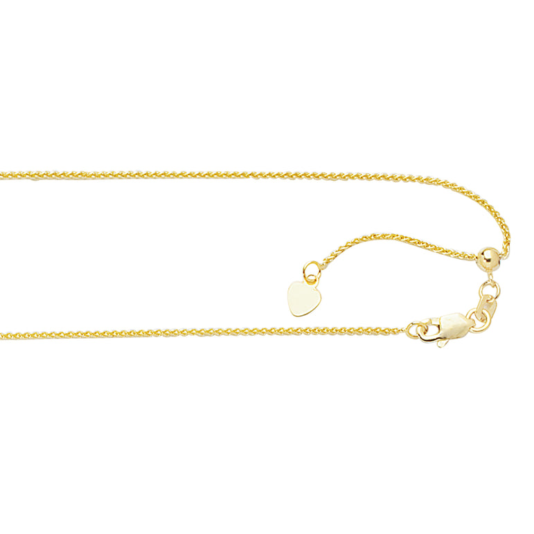 10K Gold 1.0mm Adjustable Wheat Chain -Yellow | Lobster