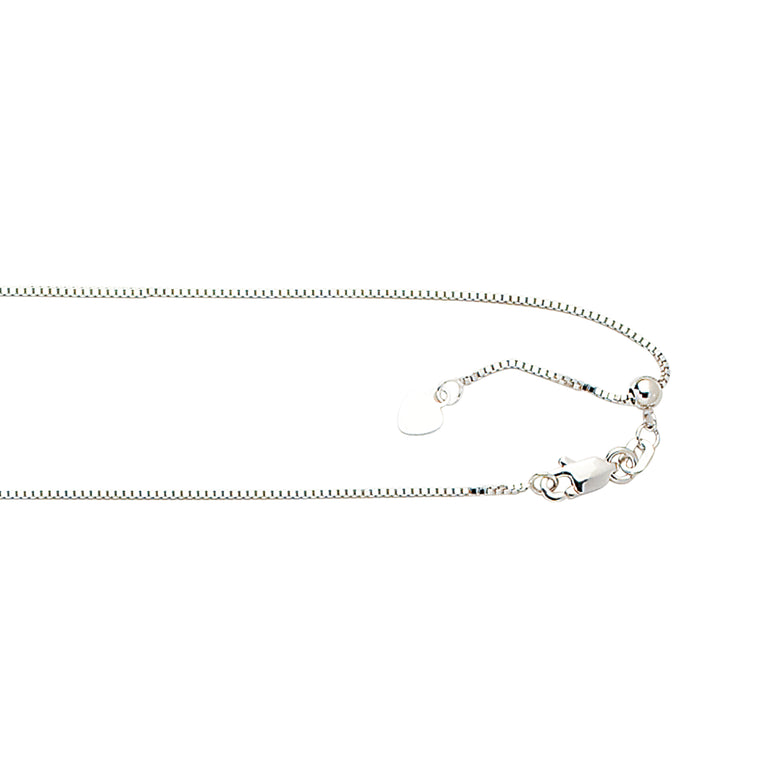 10K Gold 0.85mm Adjustable Box Chain-White | Lobster
