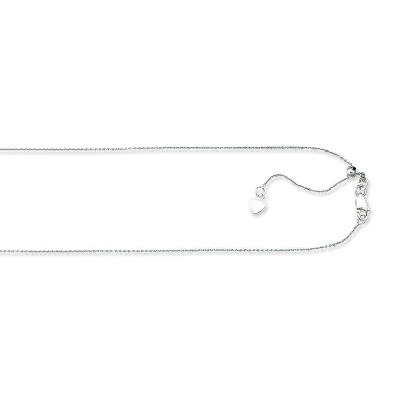 10K Gold 1.1mm Adjustable Cable Chain-White | Lobster