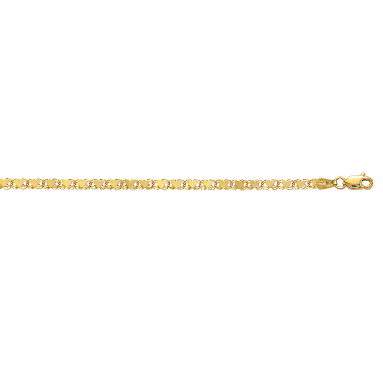 10K Gold 3.0mm Heart Chain -Yellow | Lobster