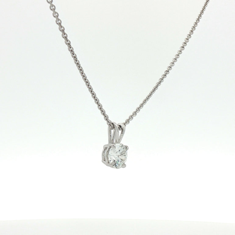 Classic 1ct Round Brilliant Cut Diamond Pendant Necklace in white Gold