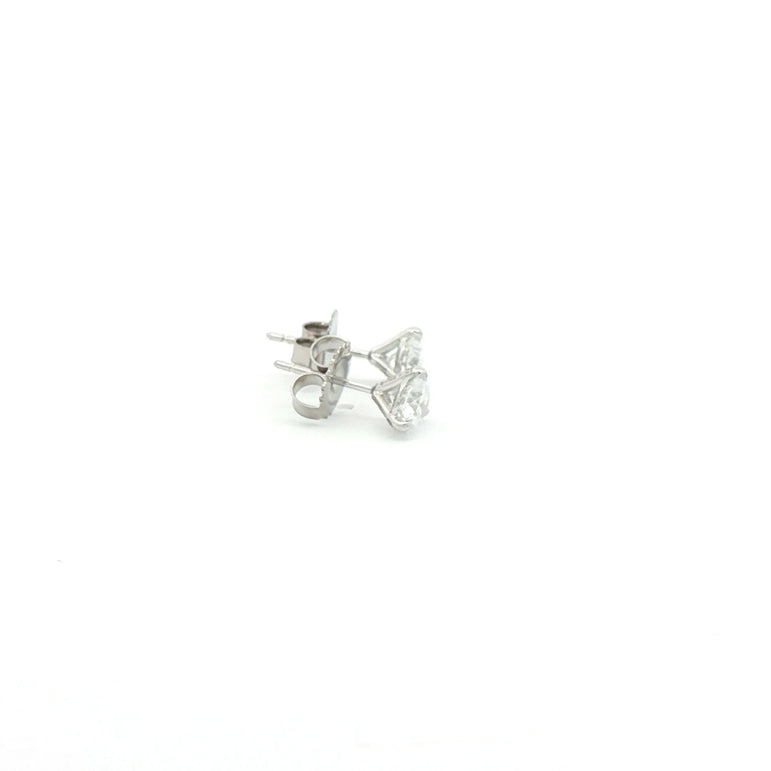White Gold Stud Earrings with Brilliant Cut Diamonds