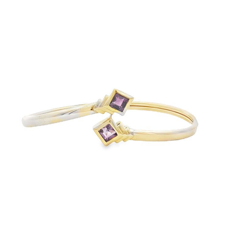 Square Step Cut Amethyst flex Bangle in 14ktYellow Goldvt