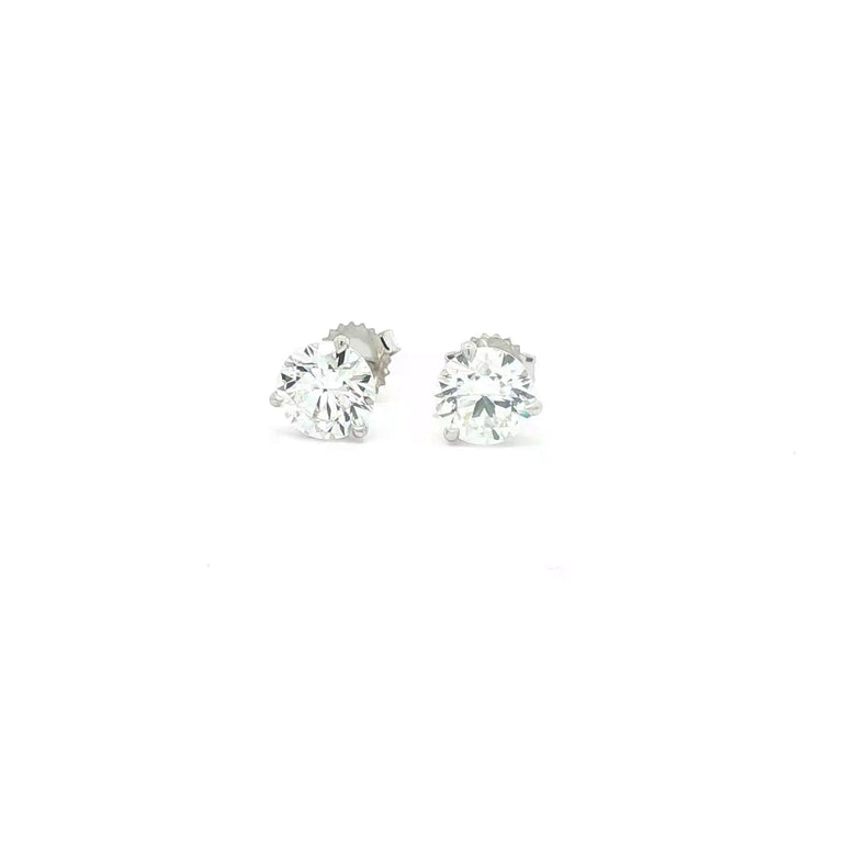 Classic White Gold Round Brilliant Diamond Stud Earrings