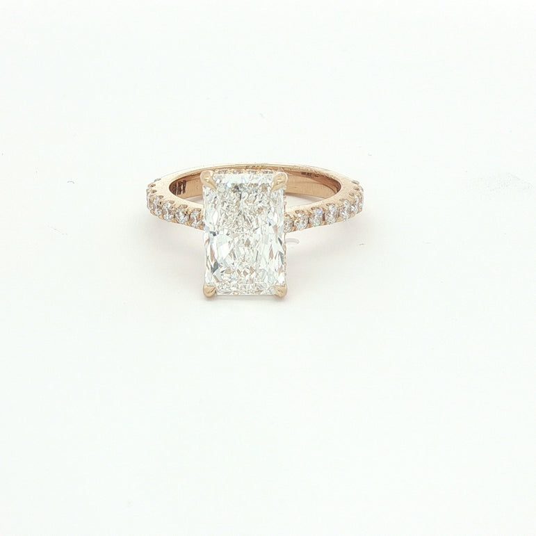 Emerald Cut Diamond Multistone Ring in Rose Gold