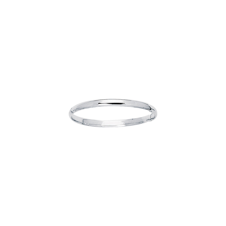 14K Gold Polished Children's Bangle-White | Box