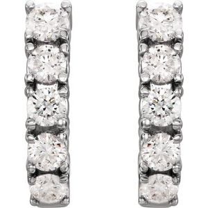 14K White 1 1/2 CTW Natural Diamond Hoop Earrings-3.6 Mm-14K White