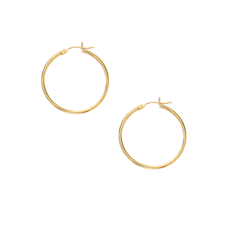10K Gold 2x30mm Hoop Earring-Yellow | Hinged