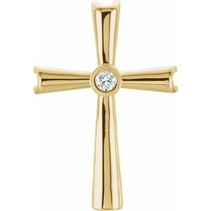 14K Yellow .04 CTW Natural Diamond Cross Pendant-Natural Diamond-2.2Mm :: 0.04 Ct