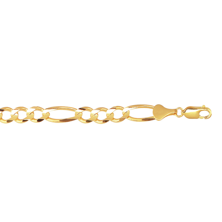 10K Gold 7.9mm Figaro Chain -Yellow | Lobster