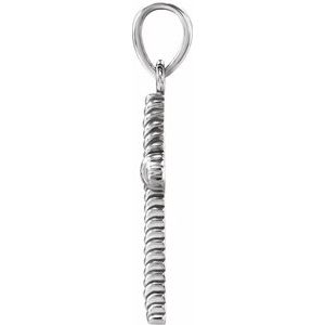 14K White 17.5x11.3 mm Rope Cross Pendant-Polished