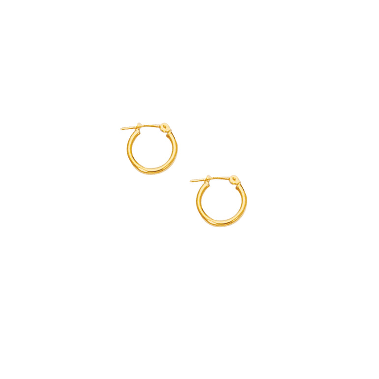 10K Gold Mini 2mm Hoop Earring-Yellow | Hinged