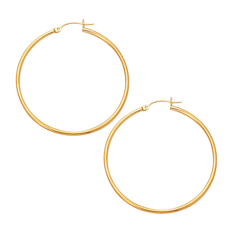 10K Gold 2x45mm Hoop Earring-Yellow | Hinged