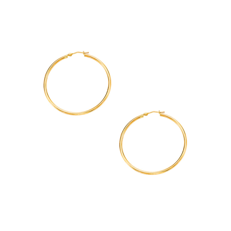 10K Gold 2x40mm Hoop Earring-Yellow | Hinged