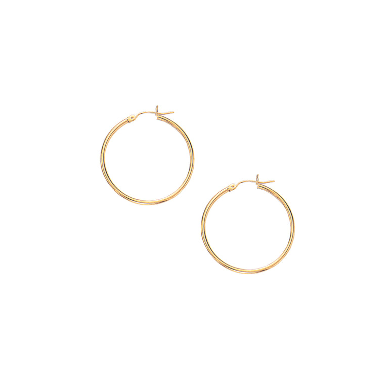 10K Gold 1.5x25mm Hoop Earring-Yellow | Hinged