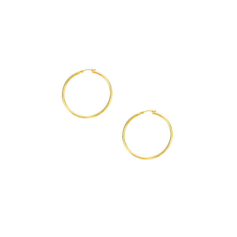 10K Gold 1.5x30mm Hoop Earring-Yellow | Hinged