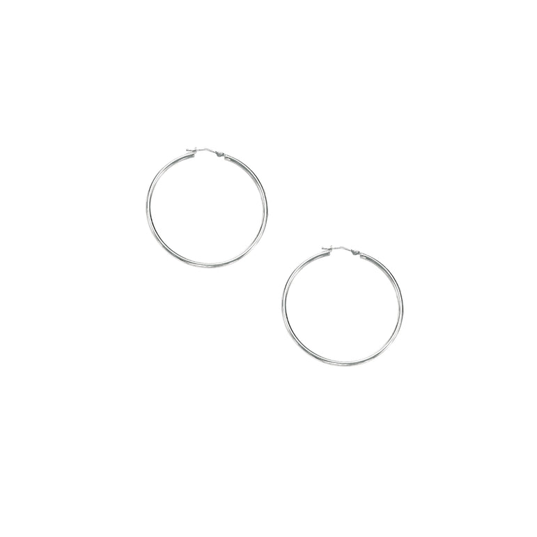 10K Gold 1.5x30mm Hoop Earring-White | Hinged
