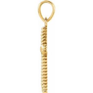 14K Yellow 17.5x11.3 mm Rope Cross Pendant-Polished