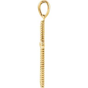 14K Yellow 25.4x16.2 mm Rope Cross Pendant-Polished