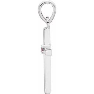 14K White Natural Ruby Cross Pendant-Natural Ruby-1.25 Mm