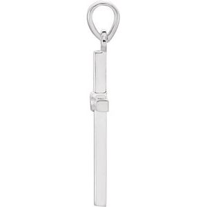 14K White Natural Blue Sapphire Cross Pendant-Natural Blue Sapphire-1.5 Mm