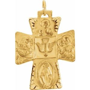 14K Yellow 28x23.5 mm Four-Way Cross Medal-Polished