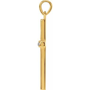 14K Yellow .02 CT Natural Diamond Cross Pendant-Natural Diamond-1.7Mm :: 0.025 Ct
