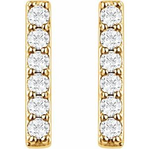14K Yellow 1/10 CTW Natural Diamond Bar Earrings-1.2 Mm-14K Yellow