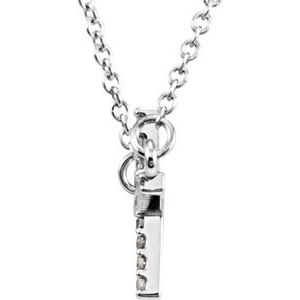 14K White 1/10 CTW Natural Diamond Sideways Cross 16-18" Necklace-Natural Diamond-19.5 X 10.8 Mm