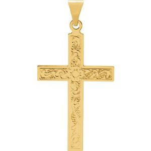 18K Yellow 28x18 mm Cross Pendant-Polished