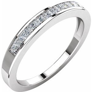 14K White 1/3 CTW Natural Diamond Anniversary Band 11 square princess cut diamonds-Square