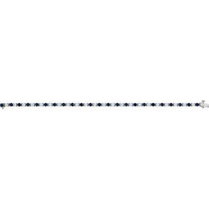 14K White Natural Blue Sapphire & 2 1/3 CTW Natural Diamond Line 7" Bracelet-Natural Blue Sapphire-Natural Diamond